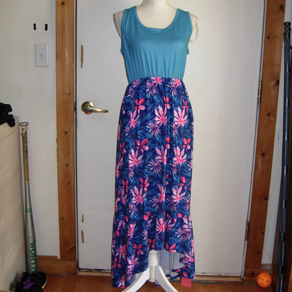 Tropical Print Tank Top Maxi Dress M
